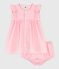 Vestito e mutandine in cotone semplice per neonati rosa CHARME