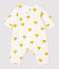 Tutina lunga cuori gialli bebè femmina in cotone biologico bianco MARSHMALLOW/giallo OCRE