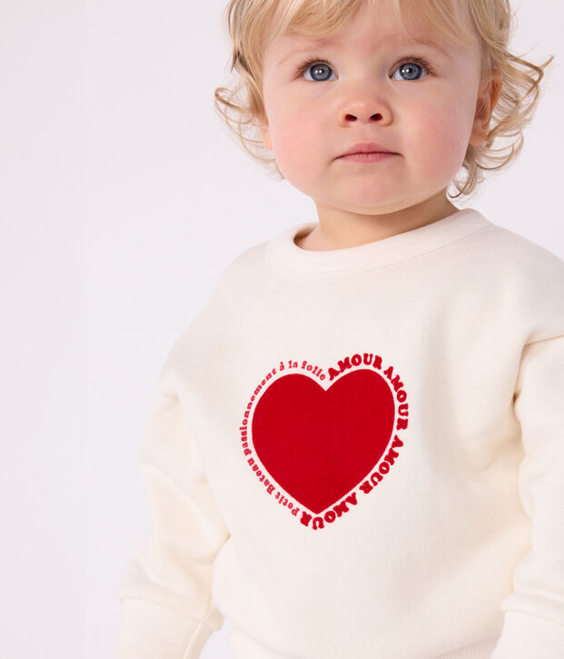 Felpa in cotone con motivo a cuore neonata MILK