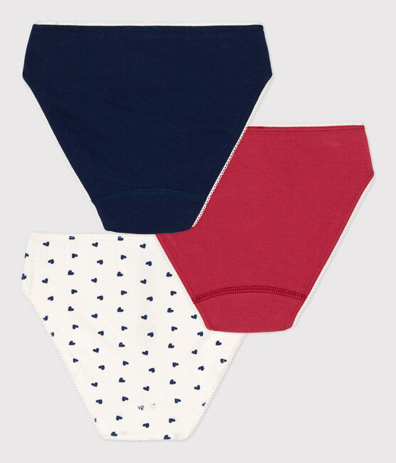 Confezione da 3 slip cuore da bambina in cotone ed elastan variante 1