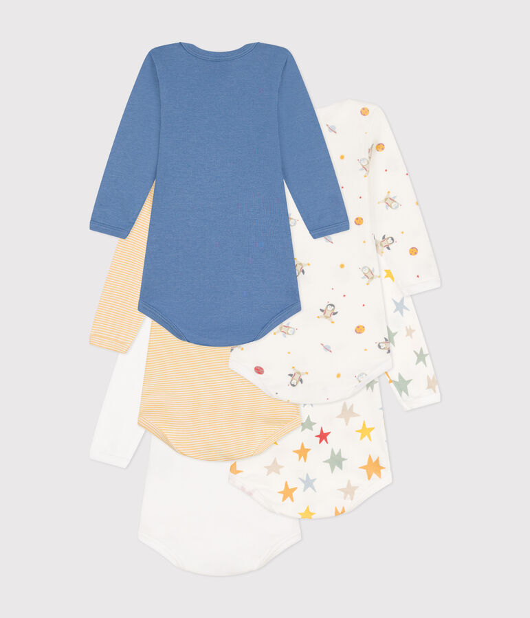 Set di 5 body a maniche lunghe in cotone con stampa spazio neonato multicolore