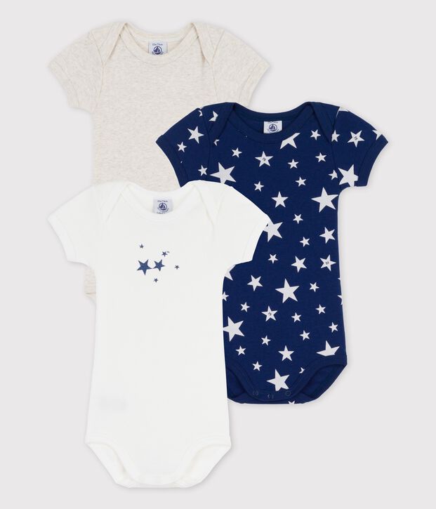 Confezione da 3 body con stelle a manica corta in cotone multicolore