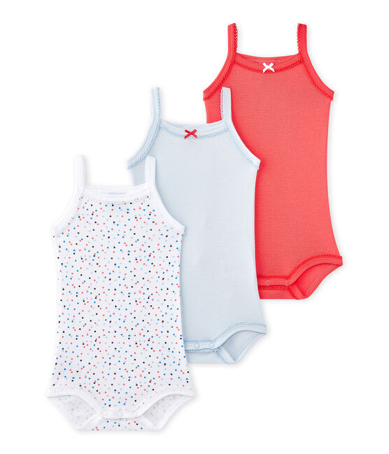 Lotto di 3 bodies per bebé femmina con spalline bianco LOT
