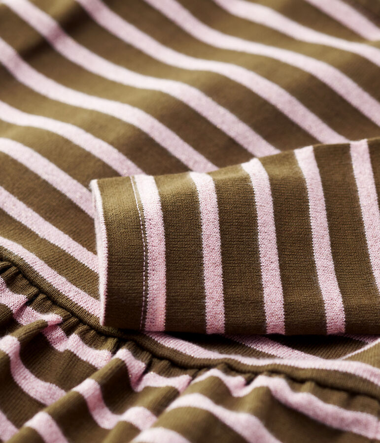 Abito bambina a maniche lunghe in cotone verde/CHARME BRILLANT