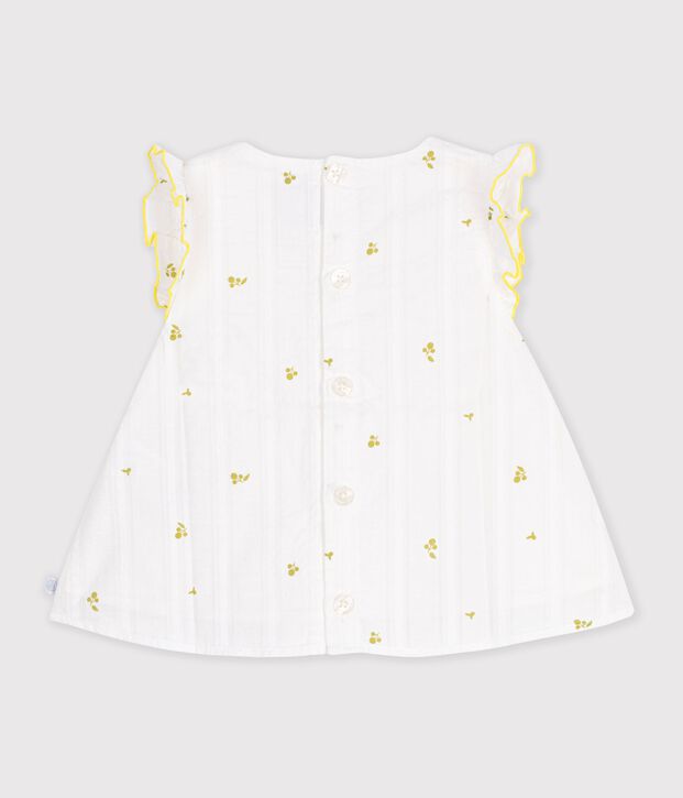 Blusa senza maniche in cotone con stampa a fiori neonata bianco/verde