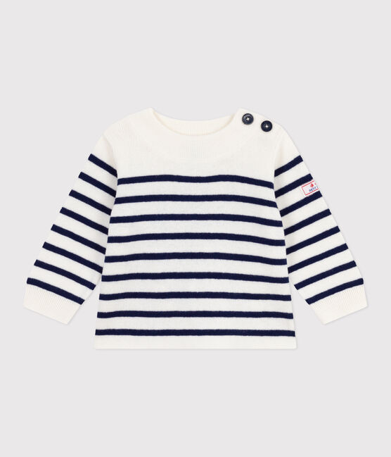 Maglione in stile marinaro in misto lana e cotone a righe neonato blu MARSHMALLOW/ SOIR