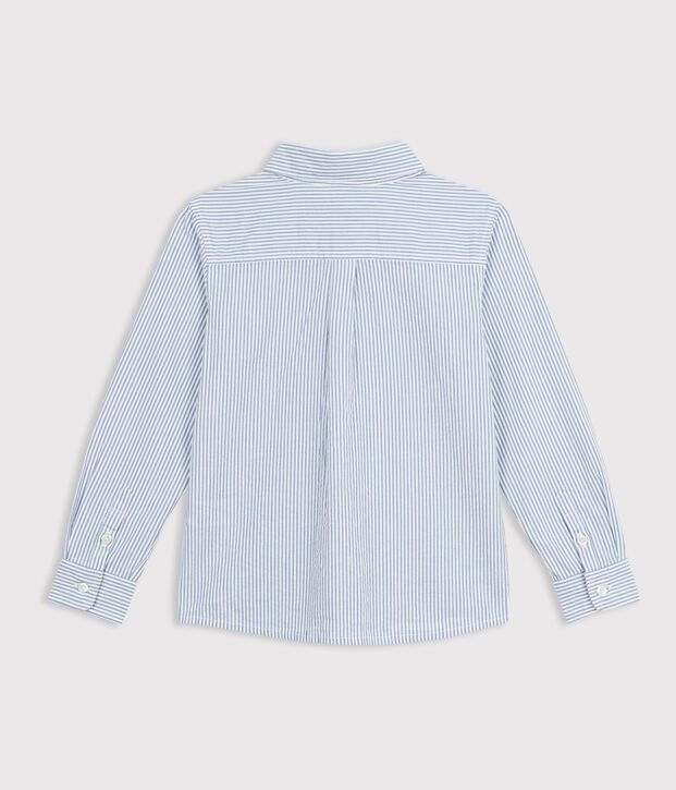 Camicia in cotone a righe bambino blu/blu