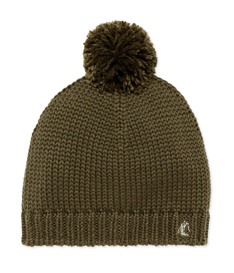 Cappello con pompon per bambina in misto lana verde CROCODILE