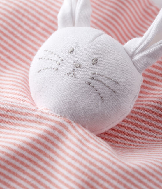 Doudou a costine, il tessuto emblematico di Petit Bateau. rosa CHARME/bianco MARSHMALLOW