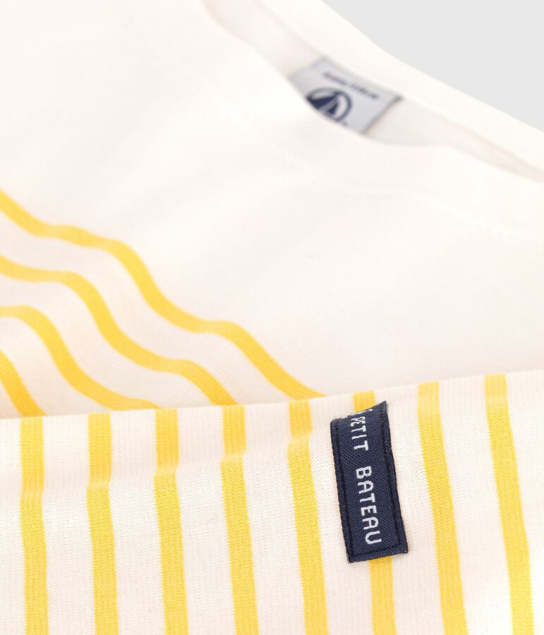 Marini&egrave;re a maniche lunghe in cotone bambino bianco/giallo
