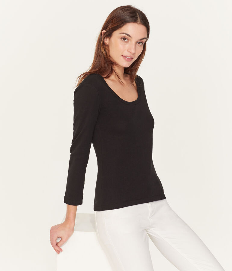 T-shirt maniche 3/4 donna nero