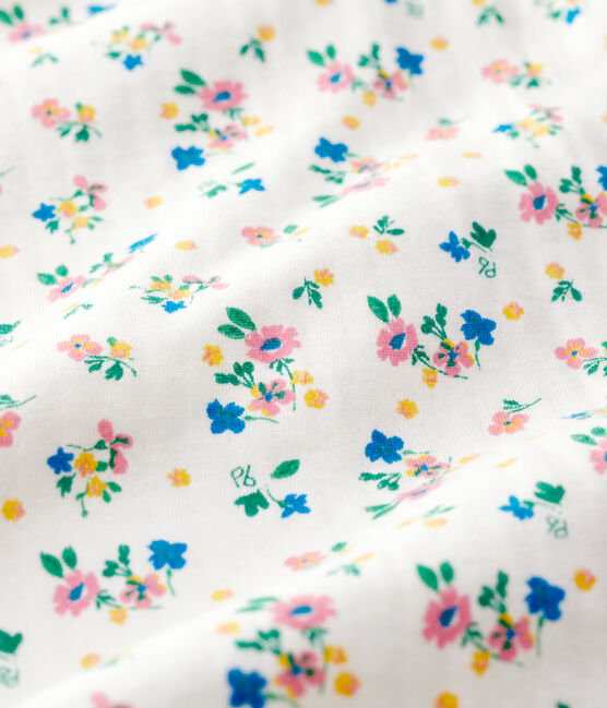Tutina pigiama con cerniera a fiori bebé femmina in tubique bianco MARSHMALLOW/bianco MULTICO