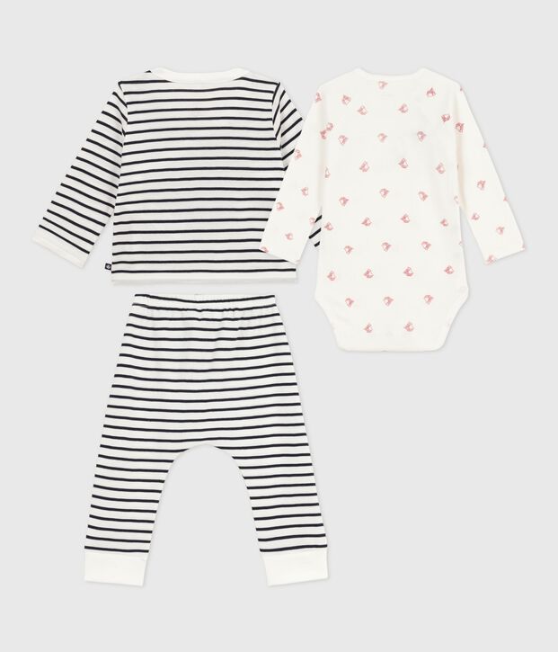 Set 3 pezzi neonato con marini&egrave;re e body con barca stampata bianco/blu