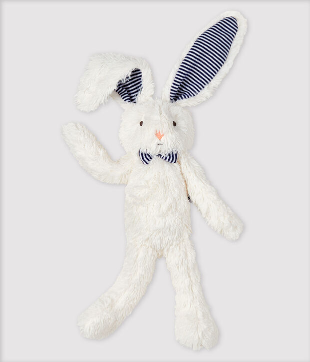 Doudou coniglio con papillon in sherpa bianco