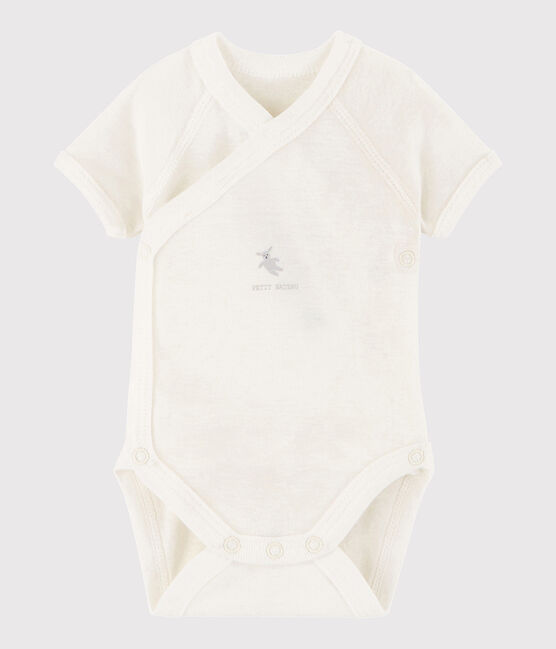 Body incrociato a manica corta bebè unisex bianco MARSHMALLOW