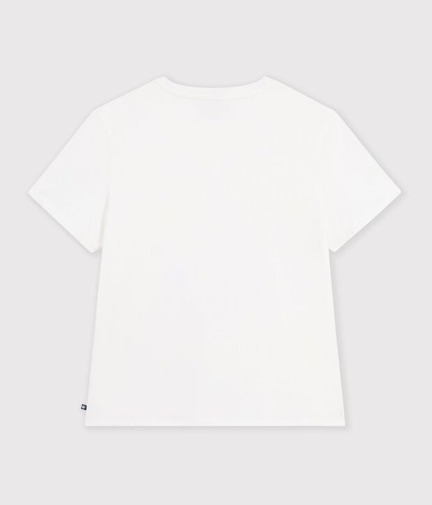 T-shirt da donna a maniche corte in cotone con fantasia bianco