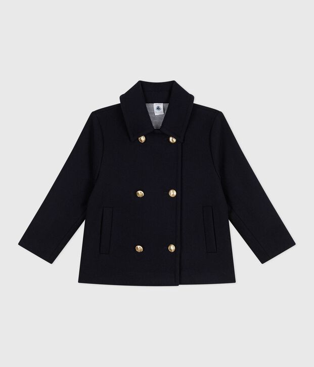 Caban bambina in panno di lana tinta unita SMOKING