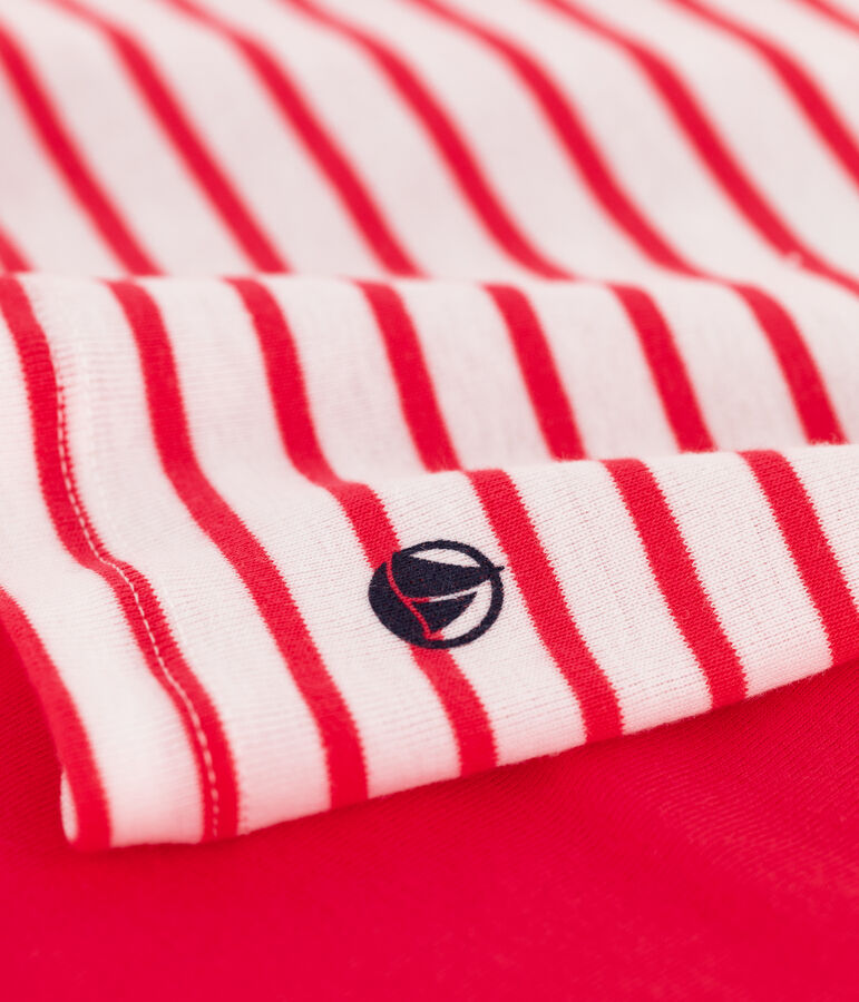 Pigiama corto bambina a righe in cotone bianco/multicolore