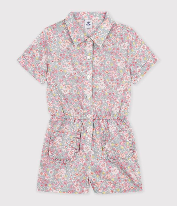 Tutina corta in cotone bambino blu/multicolore