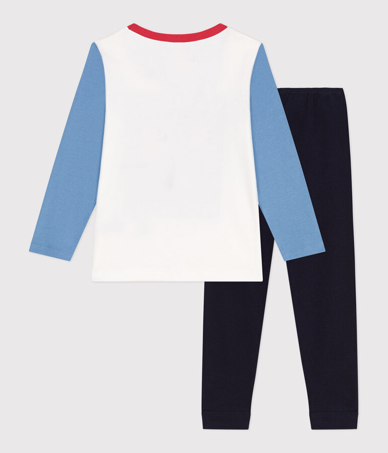 Pigiama a maniche lunghe in cotone bambino blu/multicolore