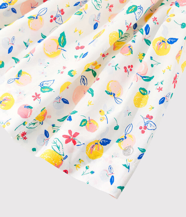 Abito a manica corta in popeline bambina bianco/multicolore