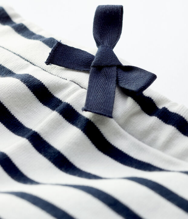 Shorts beb&egrave; in jersey di cotone spesso biologico bianco/blu