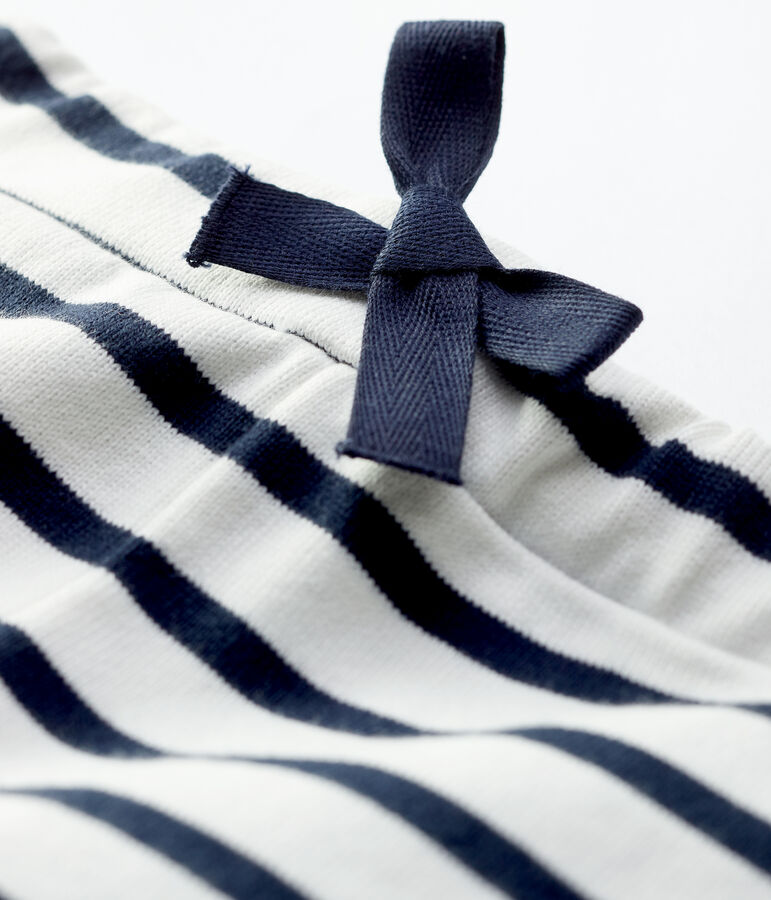 Shorts beb&egrave; in jersey di cotone spesso biologico bianco/blu