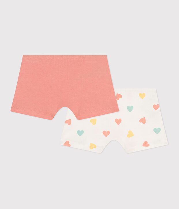 Set di 2 shorty lunghi in cotone con stampa a cuori bambino multicolore