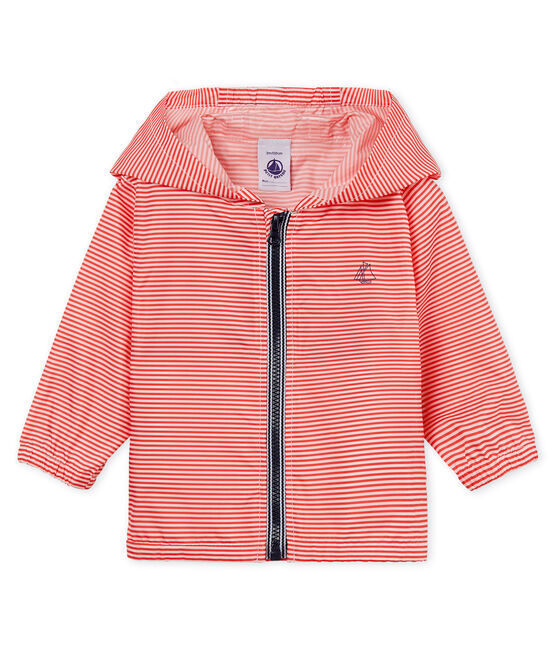 Giacca antivento rigata bebè unisex rosa GROSEILLER/bianco MARSHMALLOW