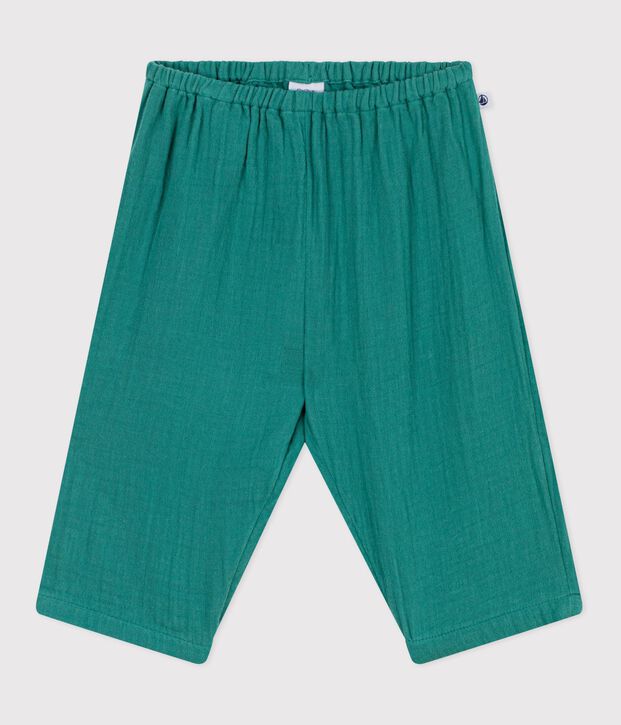 Pantaloni in cotone tinta unita neonato verde