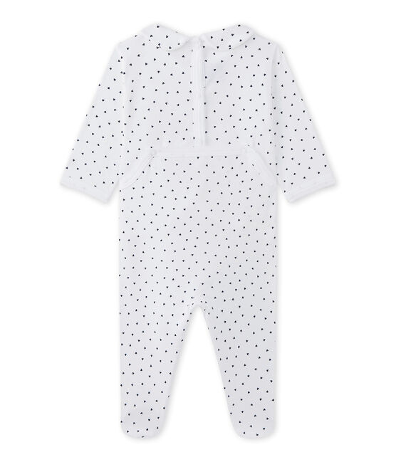 Tutina bebè bambina con stampa a cuoricini bianco ECUME/blu MEDIEVAL