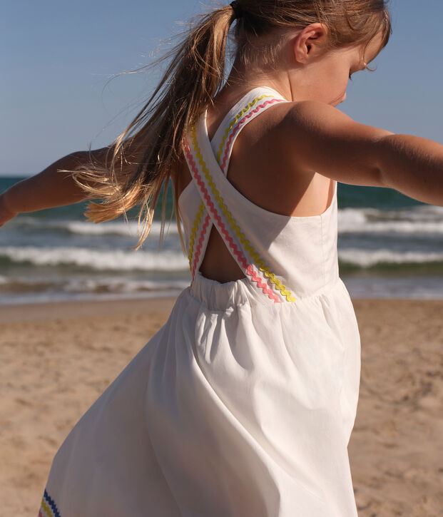 Abito lungo con spalline in cotone bambina bianco