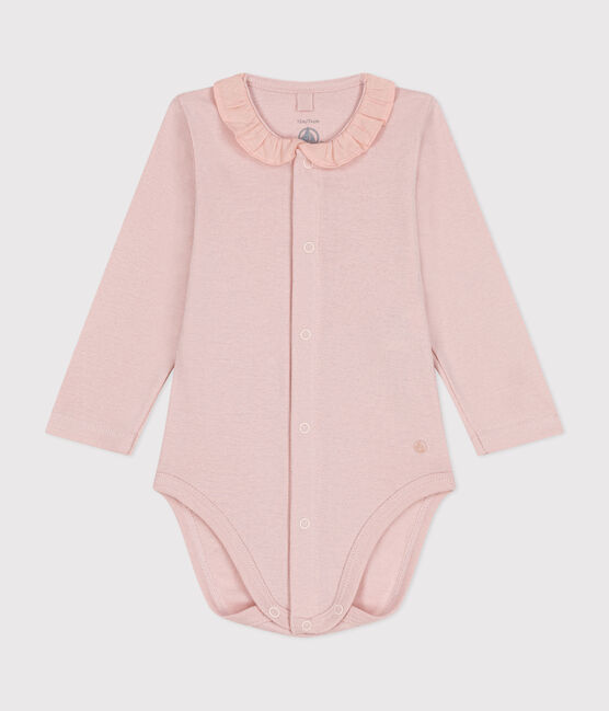 Body in cotone a manica lunga con collaretto rosa SALINE