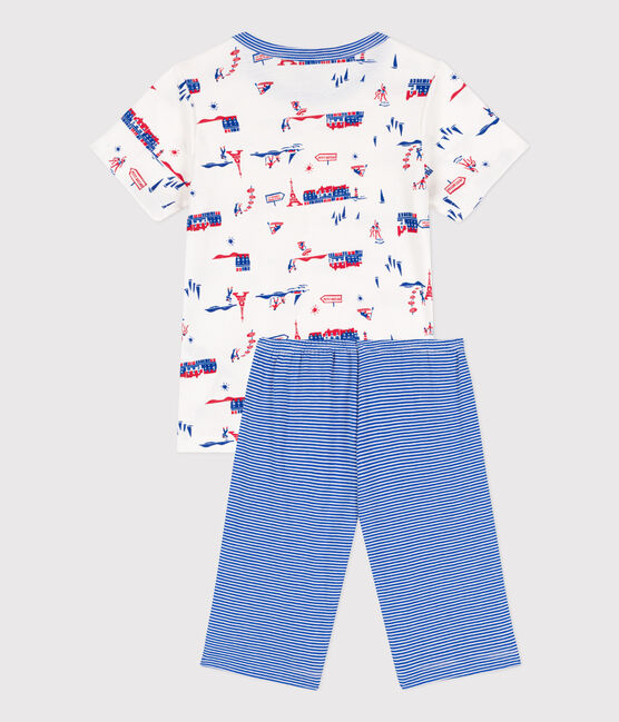 Pigiama corto famntasia Parigi bambino in cotone bianco MARSHMALLOW/bianco MULTICO