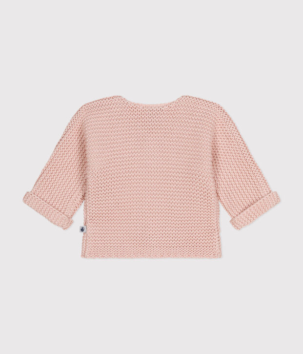 Cardigan in tricot a punto legaccio per beb&egrave; rosa