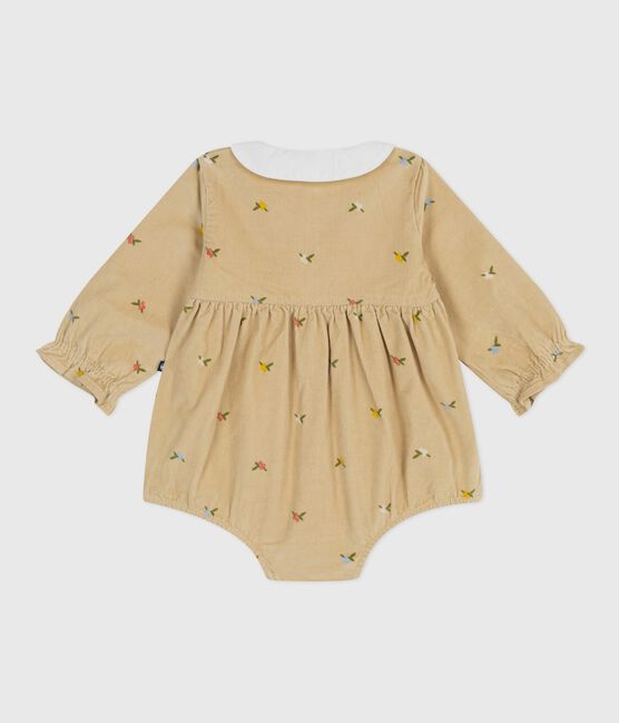 Tutina corta in ciniglia con stampa a fiori neonata beige CAJOU/ MULTICO