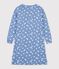 Camicia da notte in cotone con scollo alla coreana e stampa a cuori donna blu/bianco