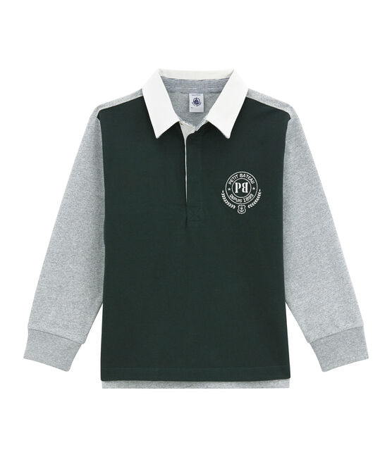 Polo rugby per bambino verde SHERWOOD/bianco MULTICO