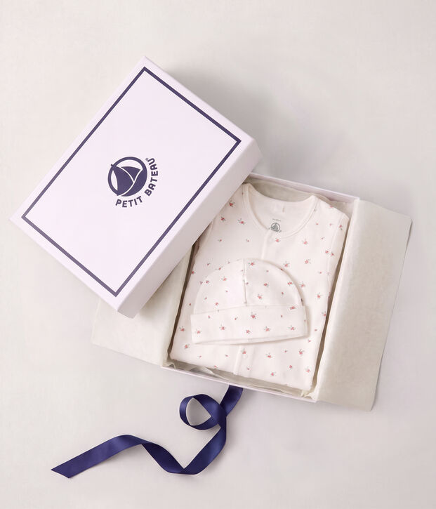 Confezione regalo nascita in cotone con stampa multicolore