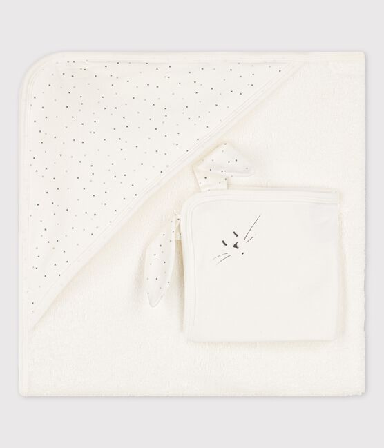 Asciugamano quadrato da bagno bebè in cotone biologico bianco MARSHMALLOW/bianco MULTICO
