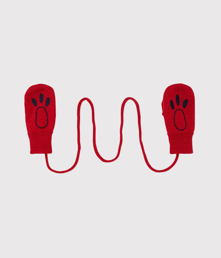 Muffole per beb&eacute; unisex in misto lana rosso