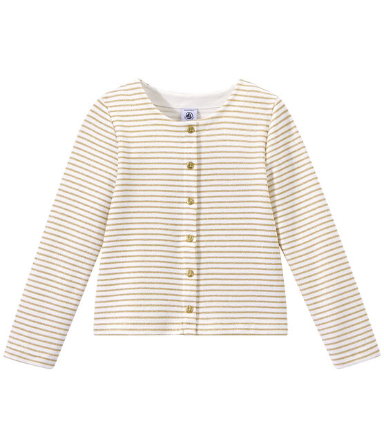 Cardigan bambina rigato bianco MARSHMALLOW/marrone EM DORE