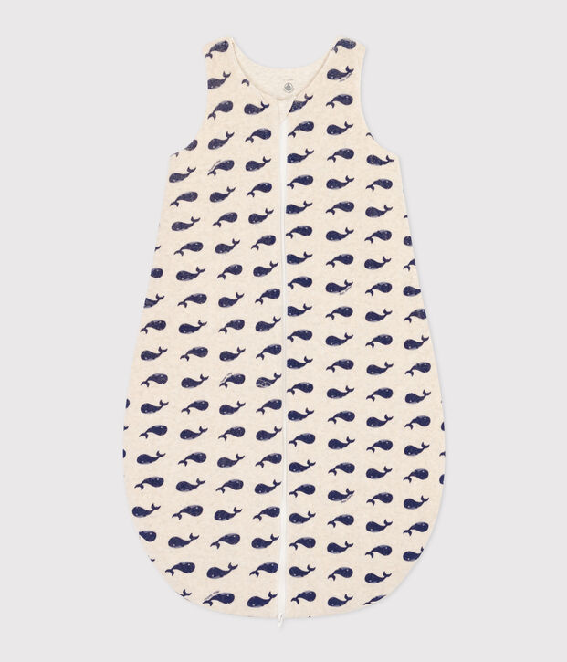Sacco nanna neonato in ciniglia con motivo balena TOG 3 beige/blu