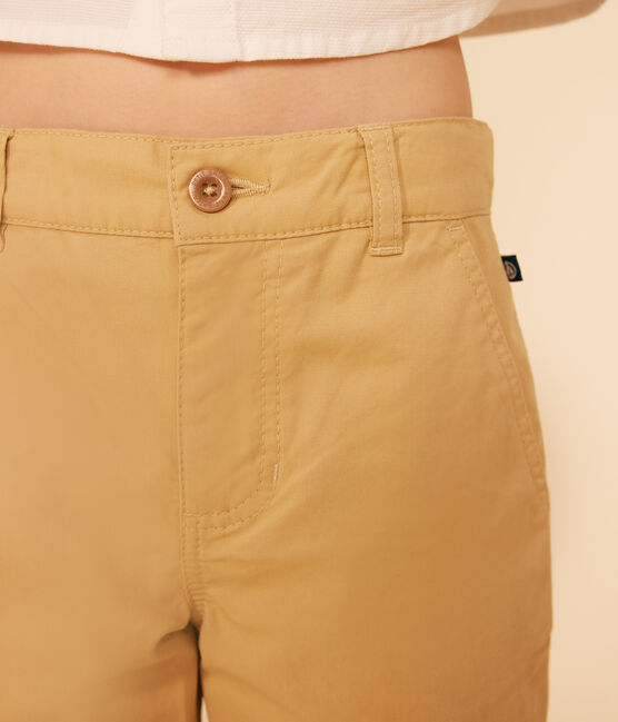 Bermuda bambino in tela di cotone a righe beige FACILE