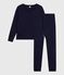 Pigiama in cotone tinta unita donna blu SMOKING