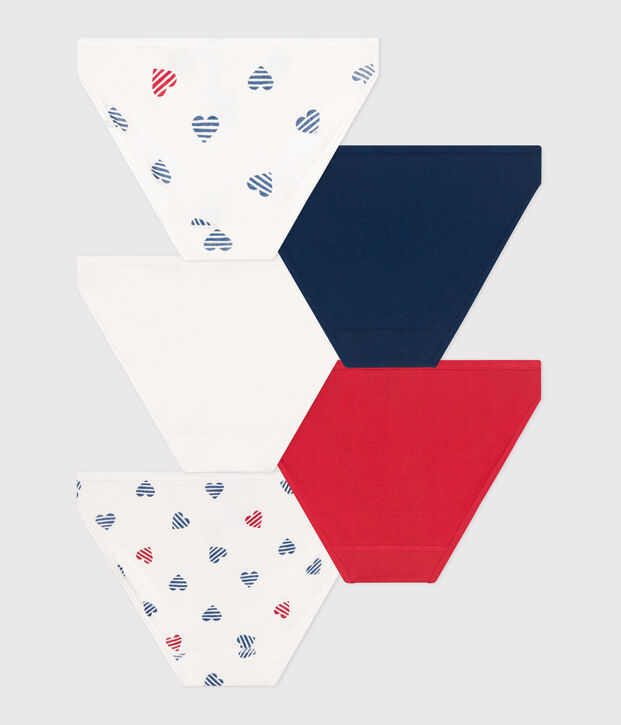 Set di 5 slip in cotone con stampa a cuori donna multicolore