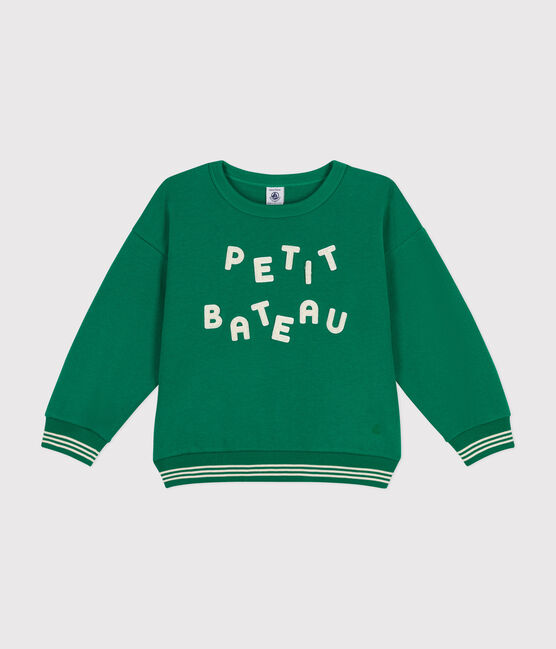 Maglia in tessuto felpato bambina/bambino verde JARDIN