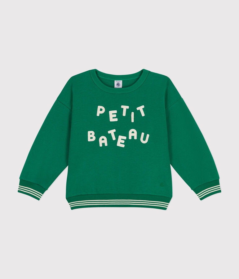 Maglia in tessuto felpato bambina/bambino verde