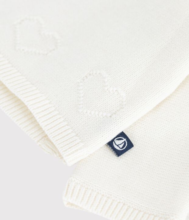 Brassi&egrave;re con incrocio in maglia traforata di misto lana e cotone neonato bianco