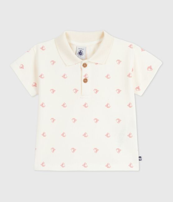 Polo a maniche corte in cotone con barchette vintage stampate neonato rosso MILK/ POMPEI